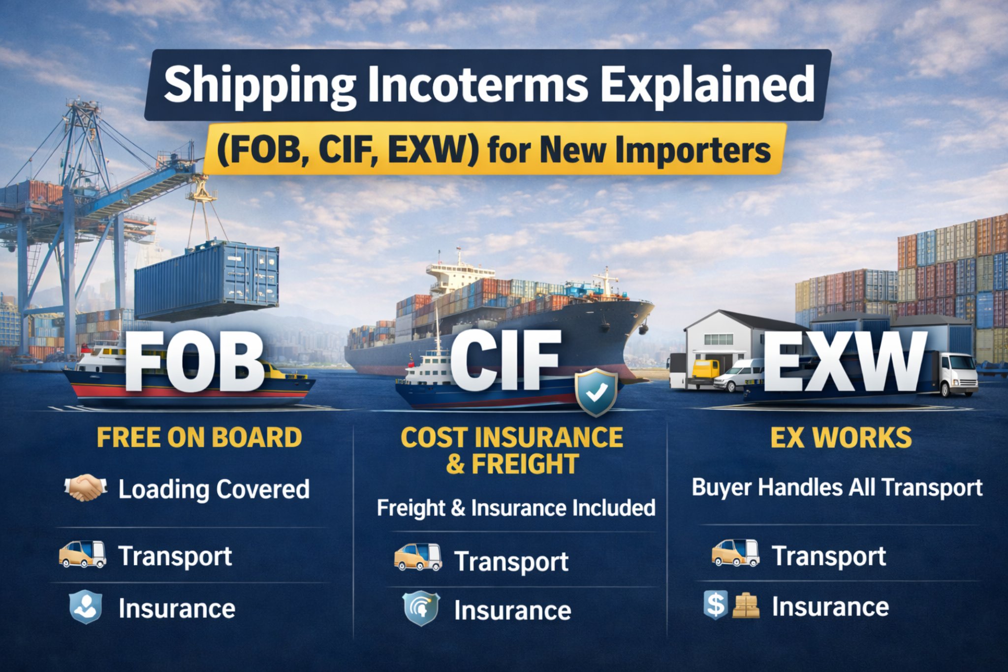 Shipping Incoterms Explained (FOB, CIF, EXW) for New Importers
